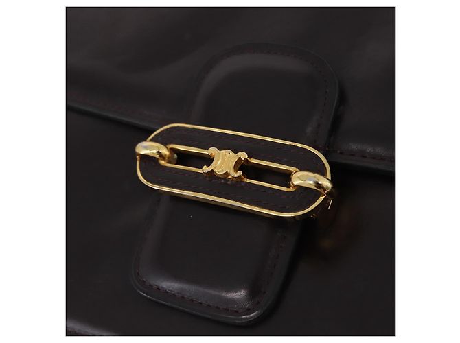 Céline CELINE Schultertasche aus Leder Dunkelbraun Goldfarben Auth gh2239 - Ansicht 14