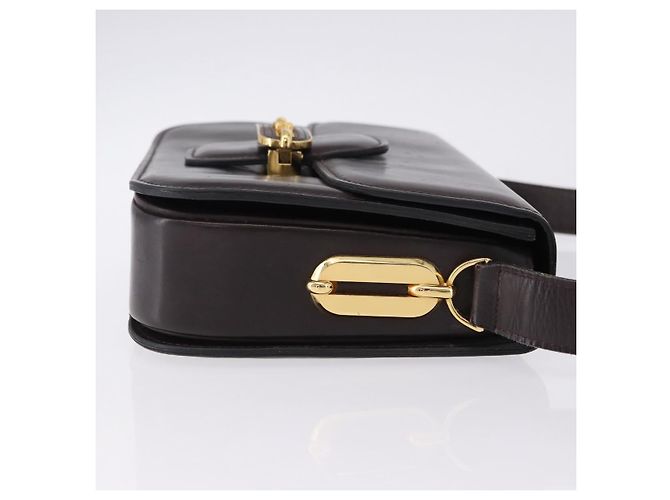 Céline CELINE Schultertasche aus Leder Dunkelbraun Goldfarben Auth gh2239 - Ansicht 4