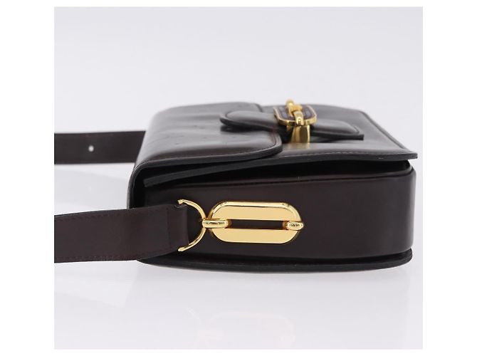 Céline CELINE Schultertasche aus Leder Dunkelbraun Goldfarben Auth gh2239 - Ansicht 5