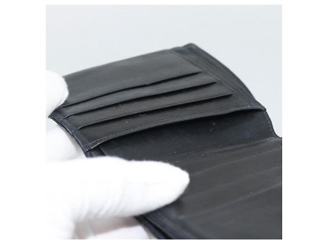 Carteira Bifold Bicolor em pele de cordeiro CHANEL Black CC Auth bs36637 Preto - vista 13