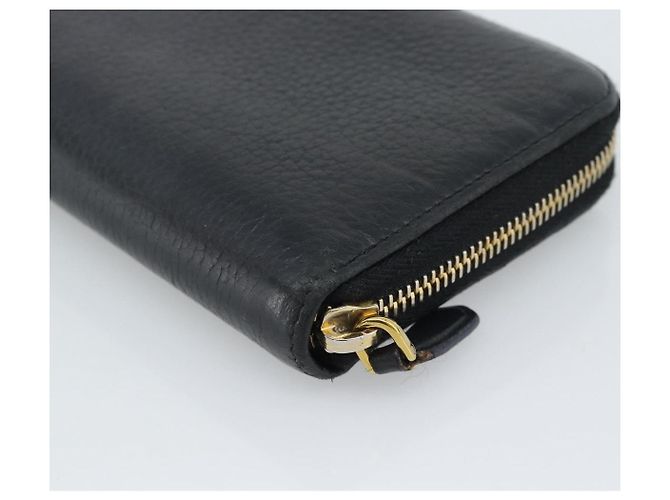PRADA Long Wallet Leather Black Gold Auth bs36598 Nero D'oro - vista 10