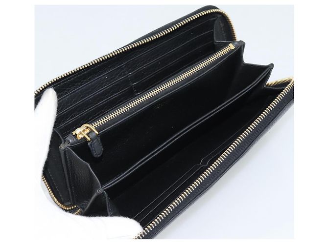 PRADA Long Wallet Leather Black Gold Auth bs36598 Nero D'oro - vista 14