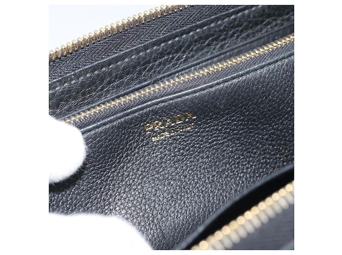 PRADA Long Wallet Leather Black Gold Auth bs36598 Nero D'oro - vista 19