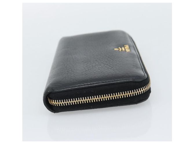 PRADA Long Wallet Leather Black Gold Auth bs36598 Nero D'oro - vista 5