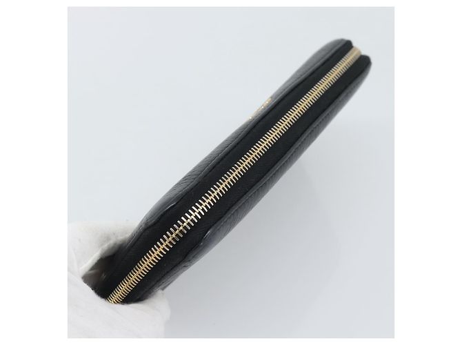 PRADA Long Wallet Leather Black Gold Auth bs36598 Nero D'oro - vista 6