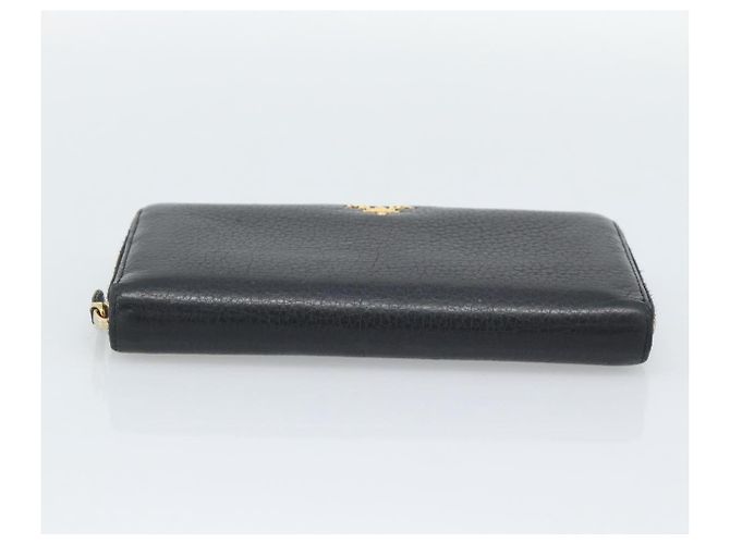PRADA Long Wallet Leather Black Gold Auth bs36598 Nero D'oro - vista 7