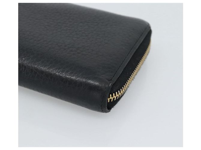 PRADA Long Wallet Leather Black Gold Auth bs36598 Nero D'oro - vista 8