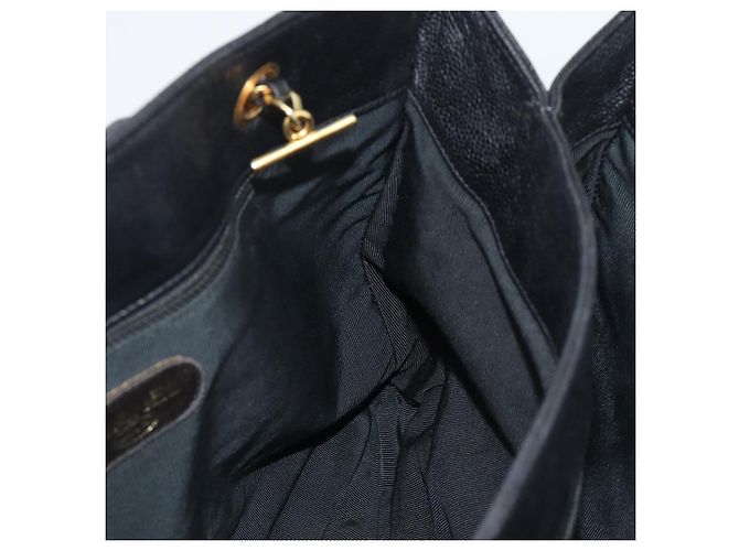 Borsa Tote con tracolla a catena CHANEL in pelle Caviar nera e CC dorato Auth 194920SAM Nero D'oro - vista 16