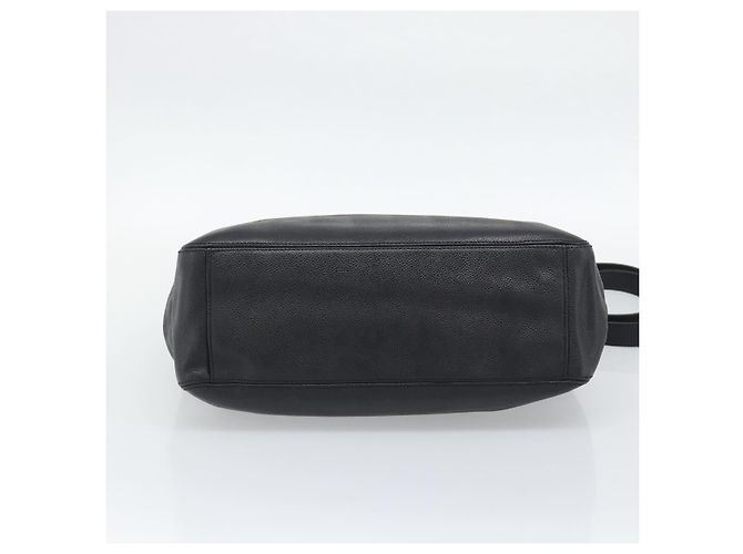Borsa Tote con tracolla a catena CHANEL in pelle Caviar nera e CC dorato Auth 194920SAM Nero D'oro - vista 9