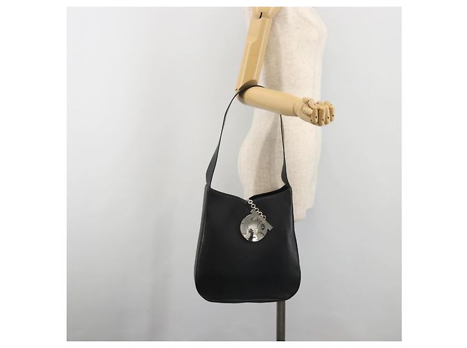 Borsa a Spalla Salvatore Ferragamo Gancini in Pelle Nera Argento Auth BA14216 Nero - vista 22