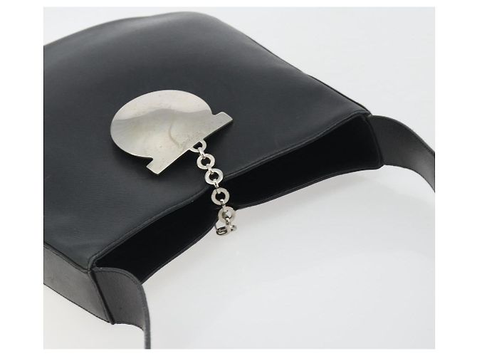 Borsa a Spalla Salvatore Ferragamo Gancini in Pelle Nera Argento Auth BA14216 Nero - vista 6