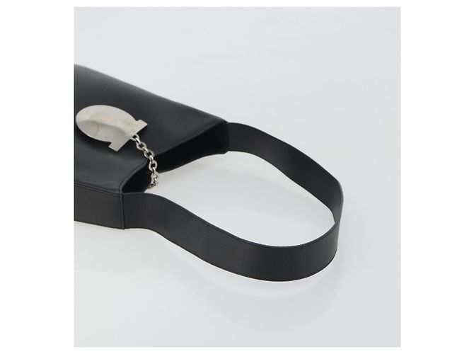Borsa a Spalla Salvatore Ferragamo Gancini in Pelle Nera Argento Auth BA14216 Nero - vista 7