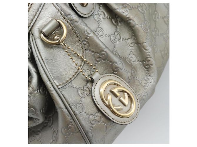 Borsa GUCCI GG Canvas Guccissima in Pelle 2way Argento Oro 223974 Auth bs36514 D'oro - vista 14