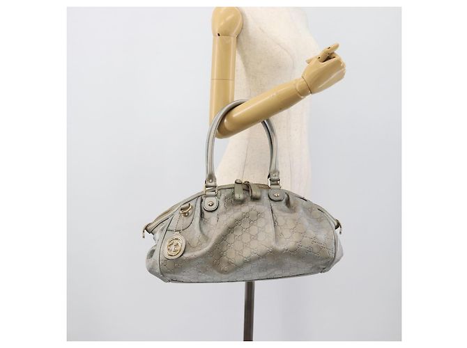 Borsa GUCCI GG Canvas Guccissima in Pelle 2way Argento Oro 223974 Auth bs36514 D'oro - vista 23