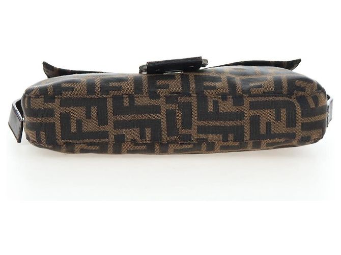 FENDI Zucca Canvas Mamma Baguette Borsa a Spalla Marrone Nero Auth 192460M - vista 12