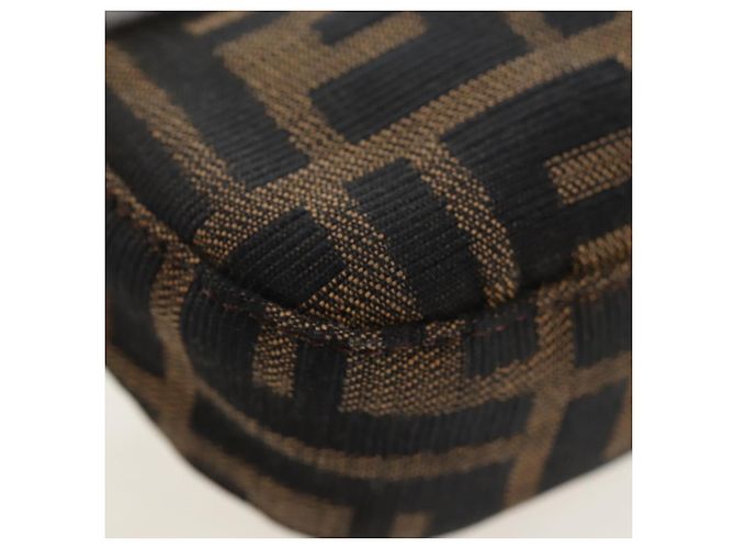 FENDI Zucca Canvas Mamma Baguette Borsa a Spalla Marrone Nero Auth 192460M - vista 13