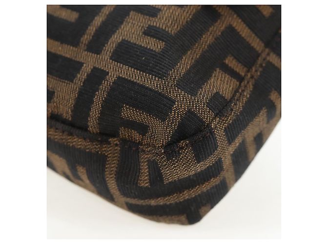 FENDI Zucca Canvas Mamma Baguette Borsa a Spalla Marrone Nero Auth 192460M - vista 14