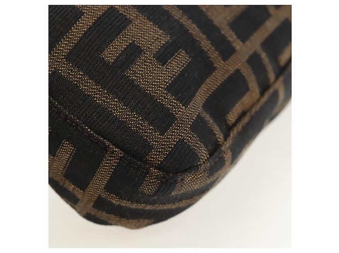 FENDI Zucca Canvas Mamma Baguette Borsa a Spalla Marrone Nero Auth 192460M - vista 15