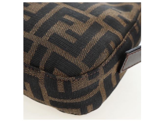 FENDI Zucca Canvas Mamma Baguette Borsa a Spalla Marrone Nero Auth 192460M - vista 16