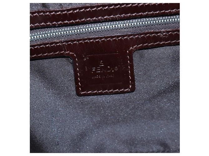 FENDI Zucca Canvas Mamma Baguette Borsa a Spalla Marrone Nero Auth 192460M - vista 20