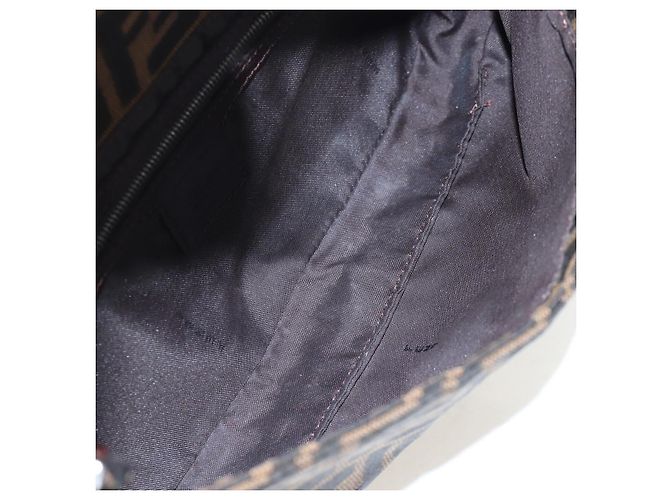 FENDI Zucca Canvas Mamma Baguette Borsa a Spalla Marrone Nero Auth 192460M - vista 21