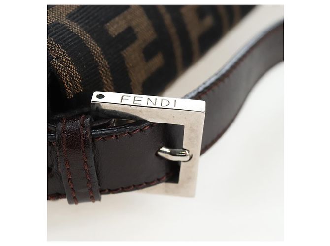 FENDI Zucca Canvas Mamma Baguette Borsa a Spalla Marrone Nero Auth 192460M - vista 8