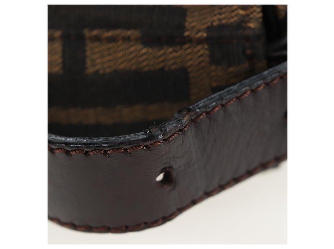 FENDI Zucca Canvas Mamma Baguette Borsa a Spalla Marrone Nero Auth 192460M - vista 9