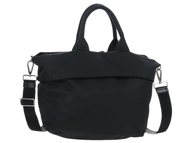 Borsa Reversibile PRADA Nylon 2way Nero Argento Auth 192253V - vista 3