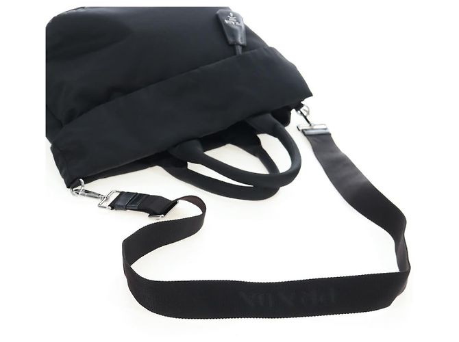 Borsa Reversibile PRADA Nylon 2way Nero Argento Auth 192253V - vista 9