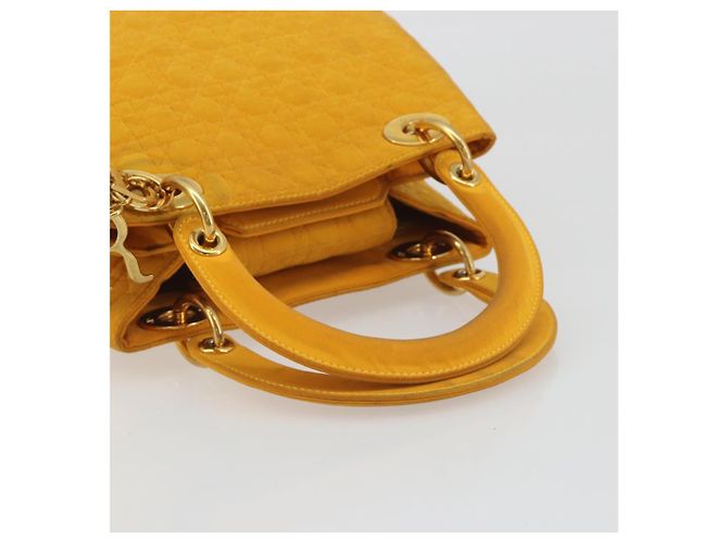 Borsa Christian Dior Lady Dior in tela, Oro giallo, Auth BA14726 - vista 7