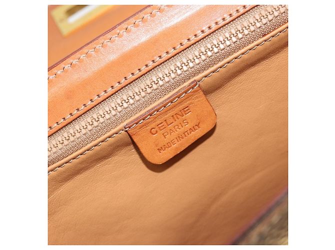 Céline Borsa CELINE Macadam Canvas PVC Pelle 2way Marrone Oro Auth 193909A D'oro - vista 18
