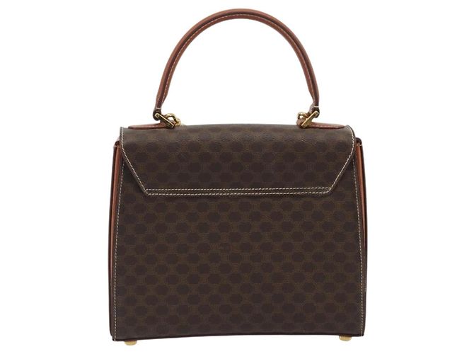 Céline Borsa CELINE Macadam Canvas PVC Pelle 2way Marrone Oro Auth 193909A D'oro - vista 3