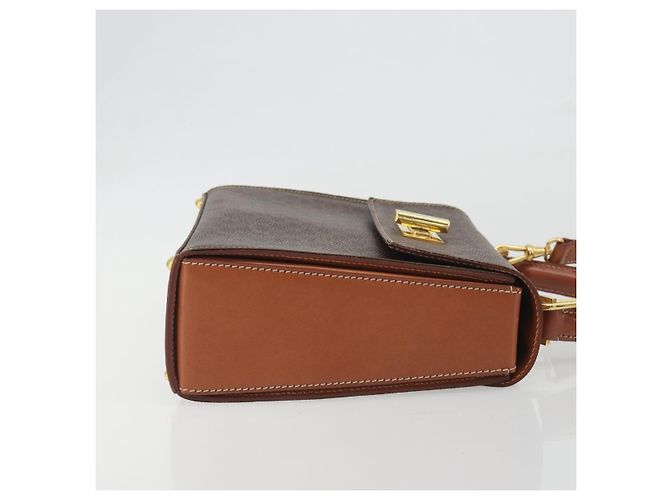 Céline Borsa CELINE Macadam Canvas PVC Pelle 2way Marrone Oro Auth 193909A D'oro - vista 4