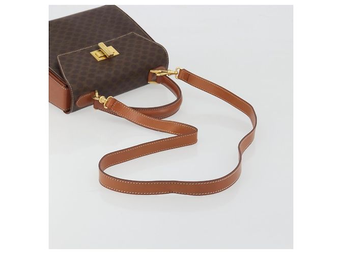 Céline Borsa CELINE Macadam Canvas PVC Pelle 2way Marrone Oro Auth 193909A D'oro - vista 9