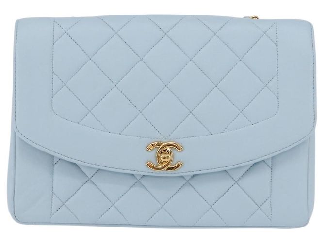CHANEL Matelasse Chain Shoulder Bag Lamb Skin Light Blue Gold CC Auth 195324V D'oro Blu chiaro - vista 2