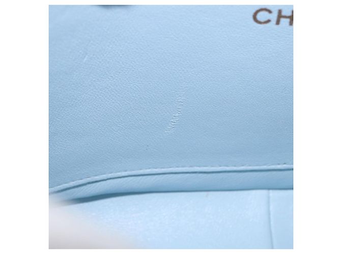 CHANEL Matelasse Chain Shoulder Bag Lamb Skin Light Blue Gold CC Auth 195324V D'oro Blu chiaro - vista 20