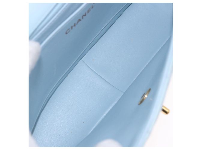 CHANEL Matelasse Chain Shoulder Bag Lamb Skin Light Blue Gold CC Auth 195324V D'oro Blu chiaro - vista 21