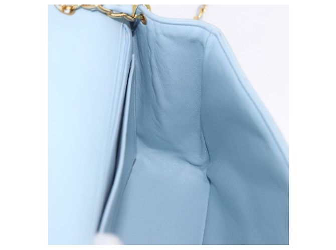 CHANEL Matelasse Chain Shoulder Bag Lamb Skin Light Blue Gold CC Auth 195324V D'oro Blu chiaro - vista 22