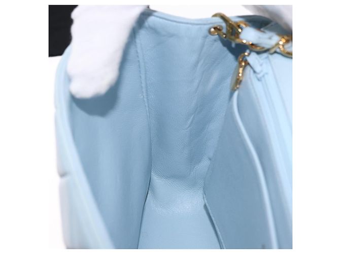 CHANEL Matelasse Chain Shoulder Bag Lamb Skin Light Blue Gold CC Auth 195324V D'oro Blu chiaro - vista 23