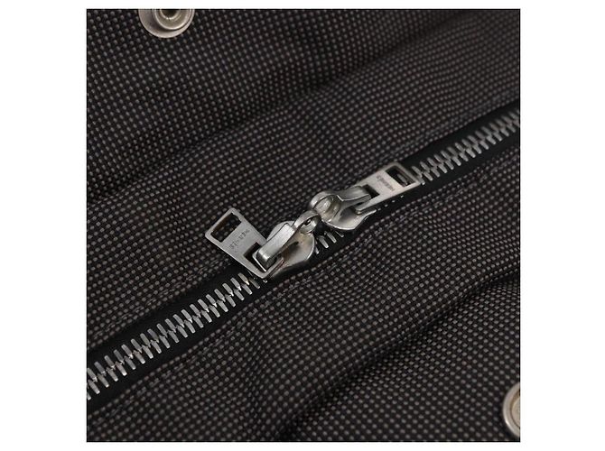 Hermès HERMES Her LineMM Hand Bag Canvas Gray Silver Auth 192552 Marrone Argento - vista 14