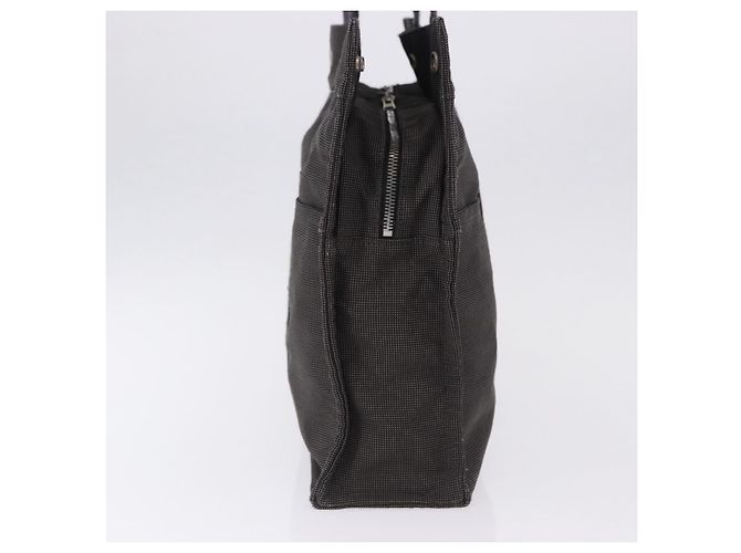 Hermès HERMES Her LineMM Hand Bag Canvas Gray Silver Auth 192552 Marrone Argento - vista 4