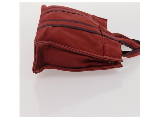 Hermès Borsa HERMES Canvas 2 Set Rosso Nero Auth bs36352 - vista 12