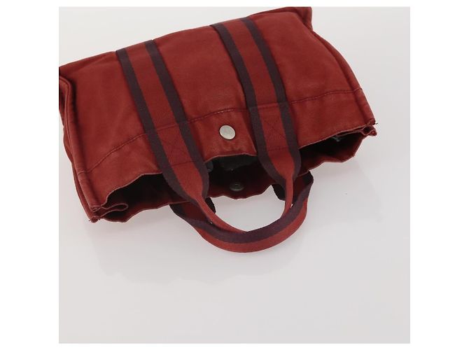 Hermès Borsa HERMES Canvas 2 Set Rosso Nero Auth bs36352 - vista 13
