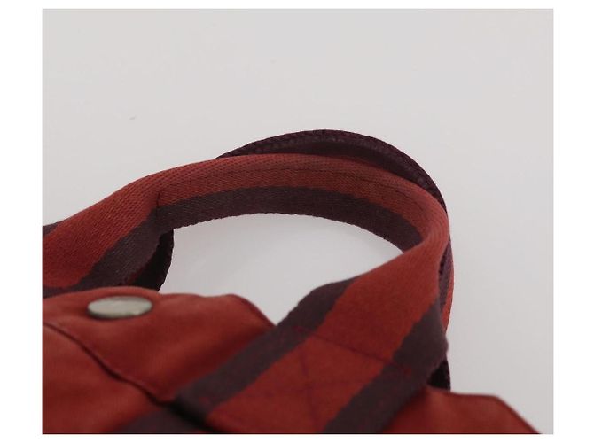 Hermès Borsa HERMES Canvas 2 Set Rosso Nero Auth bs36352 - vista 14