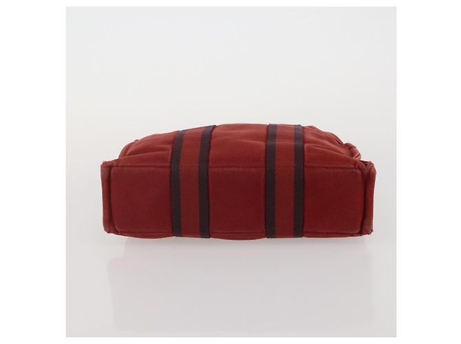 Hermès Borsa HERMES Canvas 2 Set Rosso Nero Auth bs36352 - vista 15