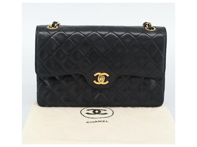 CHANEL Borsa a Spalla Chain Matelasse 25 in Pelle di Agnello Nera e Oro CC Auth 195247V Nero D'oro - vista 29