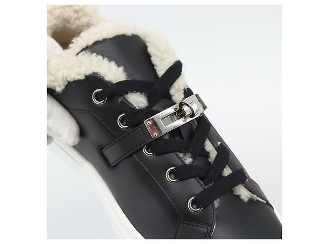 Hermès Sneakers HERMES Day Kelly Buckle in pelle nero e bianco Auth BA14611SAM - vista 10