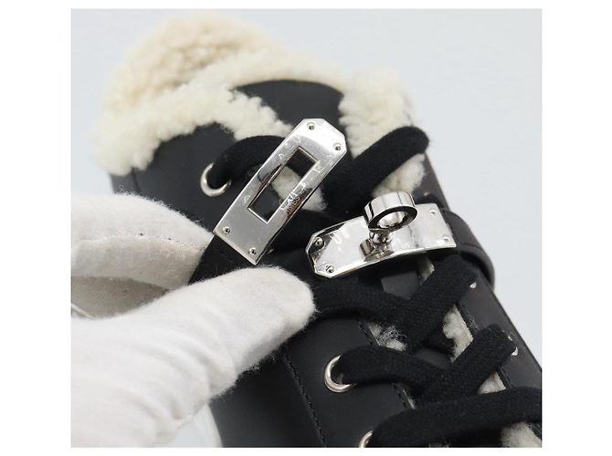 Hermès Sneakers HERMES Day Kelly Buckle in pelle nero e bianco Auth BA14611SAM - vista 11