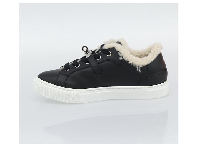 Hermès Sneakers HERMES Day Kelly Buckle in pelle nero e bianco Auth BA14611SAM - vista 14