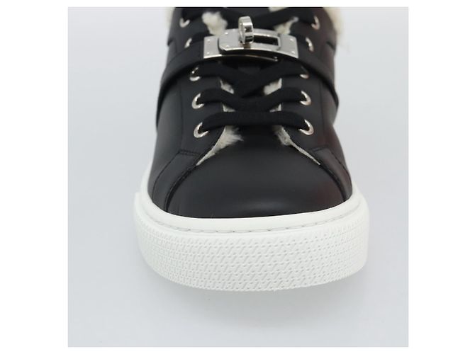 Hermès Sneakers HERMES Day Kelly Buckle in pelle nero e bianco Auth BA14611SAM - vista 16